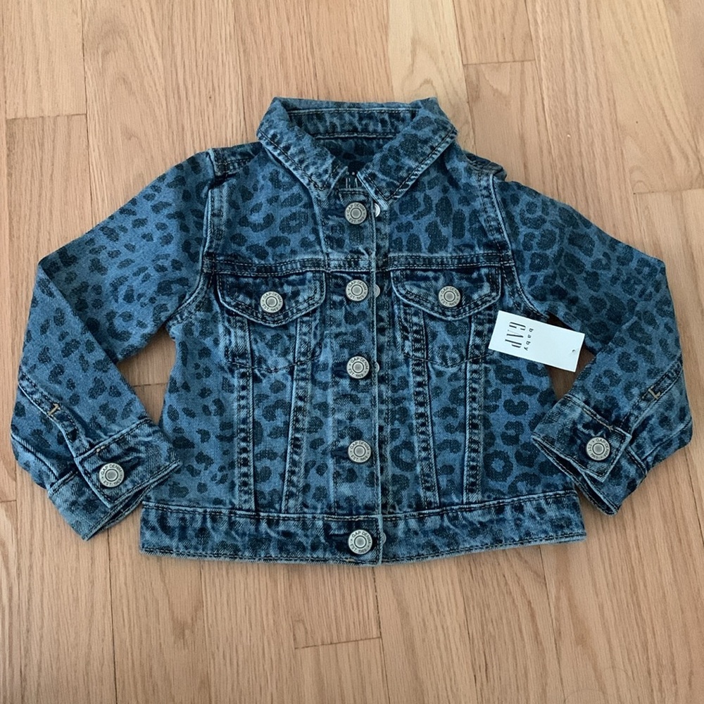 Baby Gap leopard print jean jacket - 2T